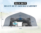 AMERLIFE 22.5 x 20 FT Enclosed Carport, Heavy Duty Garage with Waterproof Cover, UV Protection & Wind Resistant, Portable Carport for 2 Car, Boat Shelter & Farm Outdoor Storage, Silver