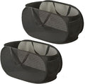 2 Piece Popup Mesh Laundry Basket Durable Handles Collapsible Laundry Baskets Folding Clothes Pastic Hamper for Laundry Room College Dorm (2 x Black)