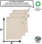 Simple Ecology Reusable Grocery Produce Shopping and Storage Bags, Organic Cotton Muslin, XSmall 3 pack