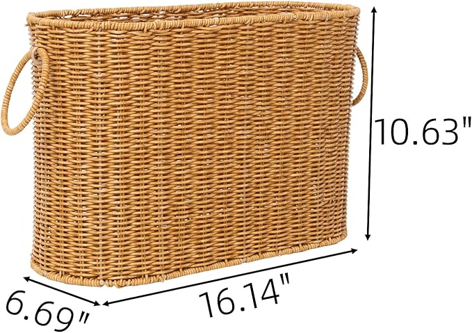 JJSQ Toilet Rattan Basket Water Hyacinth Toilet Paper Basket with Handles Large Toilet Papers Storage Container for up to 9 Rolls Bathroom Accessories Organizer (Rattan)