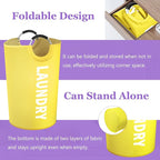 125L Large Laundry Basket with Handles, Foldable Clothes Hampers Stand Up Well, Portable Dirty Clothes Hamper, Rugged Laundry Basket for Flat, Dorm, Travel, Yellow