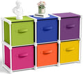 6 Cube Storage Organizer with Shelf Back to School Boxes 11 Inch Toy Storage Bins Closet Organizers Drawers Fabric Dresser for Playroom Books Bedroom Dorm Kitchen (Multicolor)