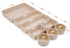 Welaxy Office Desk Drawer Organizers Trays Felt Shallow organizing Box Draw dividers for hygge aesthetics Office Supplies Multi-purposed Organize 8-piece (Oatmeal)