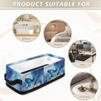 Bathroom Storage Bin Narrow Organizer Versatile Storage Basket for Countertops Vanities Shelves Stylish Rectangle Storage Box for Toilet Paper Towels, Blue Marble Butterfly