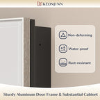 Keonjinn 16" x 24" Medicine Cabinets with Mirror for Bathroom, Brushed Nickel Recessed or Surface Wall-Mounted Aluminum Alloy Framed Beveled Mirror, Farmhouse Bathroom Mirror with Storage Cabinet