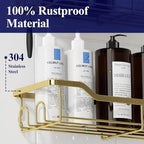 Kitsure Shower Caddy Large - Adhesive Shower Organizer, Stainless Steel Shelf for Inside Shower, No Drill Bathroom Organizers and Storage, Home Decor Accessories, 2 Pack, Gold