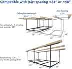 FLEXIMOUNTS 4x8 Overhead Garage Storage Rack without Decking, Storage Organization System, Heavy Duty Metal Garage Ceiling Racks, 600lbs Weight Capacity, Black, Lite Series