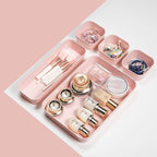 Backerysupply Set Of 12 Pink Color Plastic Desk Drawer Organizers For Makeup Bathroom Office Kitchen Vanity Drawer Storage Box Container