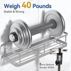 YASONIC Shower Caddy Adhesive, No Drill Bathroom Shower Organizers, with Removable Hooks, Rust Proof Shower Shelves, Wall-Mounted Shower Holder, Grey, 2 Pack