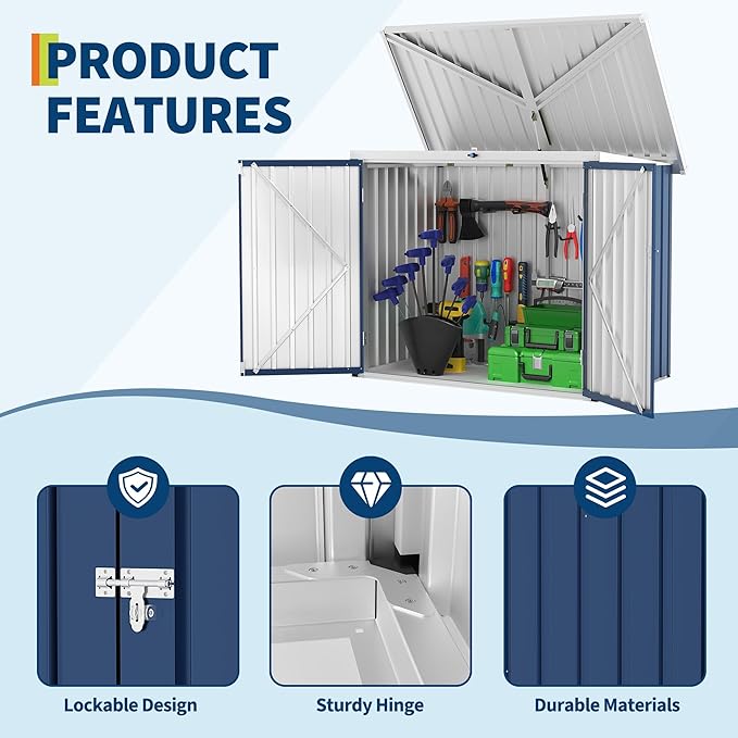 Outdoor Storage Shed,80 Cu.Ft Outdoor Trash Storage Box 5.8x3.3 FT with Lockable Door&Sloped Roof,Cabinet with Multi-Use Rust Prevention Galvanized Steel Enclosure for Yard, Garden, Patio