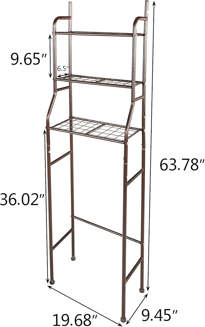 3-Shelf Bathroom Organizer Over The Toilet Space Saver Over The Toilet Rack Bathroom Corner Stand Storage Organizer, Brown