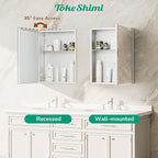 TokeShimi 14 x 18 Recessed Medicine Cabinet with Mirror, Assembly Required, Silver Medicine Cabinet for Bathroom, Tempered Beveled Mirror, Stepless Adjustable Shelves, DTC Hinge