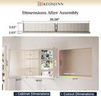 Keonjinn Brushed Nickel Medicine Cabinet Mirror 36" x 24", Assembly Needed, Mirrored Medicine Cabinets for Bathroom, Bevel-Edged Frame, Stepless Adjustable Shelves, Wall-Mounted or Recessed