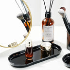 SheeChung Acrylic Vanity Tray Bathroom Storage Tray, 9.65 in x 4.5 in Catchall Holder, Countertop Sink Dispenser Organizer for Cabinet, Vanity, Shelf, Cupboard, or Closet Organization (2 Pack, Black)