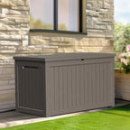 280 Gallon Resin Deck Box, Lockable Patio Outdoor Storage Box for Furniture, Garden Tools and Tools Storage, Waterproof Outside Storage Boxes - Grey