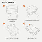 Vacuum Compression Bags for Travel with Pump 180° Open Vacuum Seal Bags for Carry-on Luggage Home Storage, IP67 Waterproof Space Saver Storage Bag (1 Large Pack + Pump Beige)