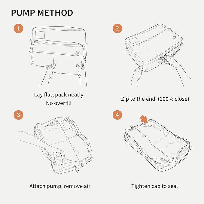 Vacuum Compression Bags for Travel with Pump 180° Open Vacuum Seal Bags for Carry-on Luggage Home Storage, IP67 Waterproof Space Saver Storage Bag (1 Large Pack + Pump Beige)