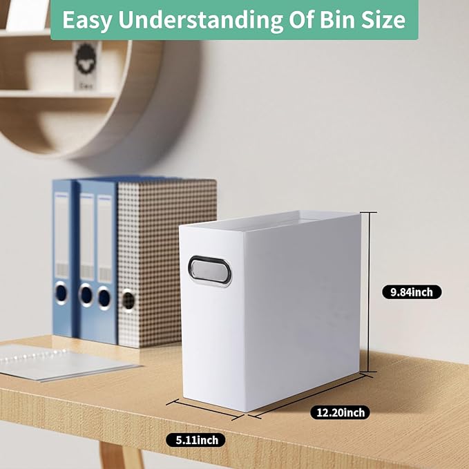 Collapsible File Organizer Box with Handle,12.20x5.11x9.84Inches, Filing Organizer for Home or Office, Small Portable File Box (3 Packs, White)
