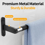 Black Towel Bar, 24 Inch Towel Rack for Bathroom Wall Mounted, Heavy Duty Hand Towel Holder, Space-Saving Bathroom Towel Rack Rod, Single Bar Matte Black