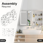 Large Medicine Cabinet, LED Lighted Medicine Cabinets with 3 Doors,Wall Mounted Bathroom Mirror with Storage,47inch,Defogger, Dimmable,Led Medicine Cabinet Mirror for Bathroom,47.2x 5.1x 30 In