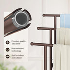 ELYKEN 3 Tier Standing Towel Rack, 40'' Tall Towel Drying Rack Outdoor, Freestanding Floor Towel Rack with Shelf, Pool Towel Blanket Stand, Metal Towel Racks for Bathroom freestanding, Bronze