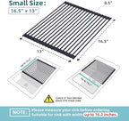 Ohuhu Roll Up Dish Racks, 16.5" L x 13" W Over The Sink Dish Drainer Drying Rack Kitchen Sink Organizer Silicone Wrapped Large in Sink Dish Drying Rack Foldable Rolling Drain Mats Anti-Slip