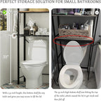 homyfort Over The Toilet Storage Cabinet, 3-Tier Bathroom Shelves Over Toilet, Easy Installation with Drain Basket, Side Rack, X Shape Side Guardrail, Freestanding Toilet Rack for Balcony, Laundry