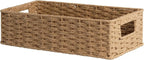StorageWorks Toilet Paper Basket with Built-in Handles, Light Brown Round Paper Rope Baskets for Bathroom, 14 ¼"L x 6 ¾"W x 3 ¾"H, 1 Pack