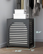 Black Laundry Hamper, Laundry Hamper with Lid, 27.3 Gallon (103L) Bamboo Wood Clothes Laundry Basket with Lid and Handles, Removable Liner