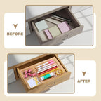 Clear Acrylic Desk Drawer Organizer 11 x 6.1 x 1.38 Inch Storage Tray Organizer for Pens, Stationery, Desktop, Office, Bathroom, Kitchen, Makeup Supplies (6 Compartments)