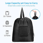 GOGOODA Travel Laundry Bags with Drawstring Closure XL Large Foldable Dirty Clothes bags with Handle Heavy Duty and Washable for College Dorm Travelling Camping, 2 Pack, Black & Dark Blue
