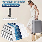 Travel Vacuum Bags for Luggage with Portable Electric Pump,Vacuum Seal Bags for Clothing,Packing Cubes Compression,Cruise Ship and Travel Essentials(Combo 12 Pack)