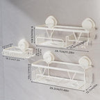 KEGII Shower Caddy Suction Cup – 3 Pack Suction Bathroom Organizer Shelf with Soap Holder & Hooks, Rustproof Removable Shower Organizer for Shampoo, Metal Bathroom Storage Rack, Cream White