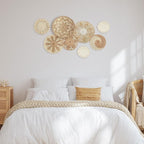 Xuhal 8 Pcs Boho Wall Basket Decor Decorative Bulrush Woven Basket Wall Decor Rustic Farmhouse Hanging Baskets for Kitchen Rustic Home Summer Decorations(Classic)