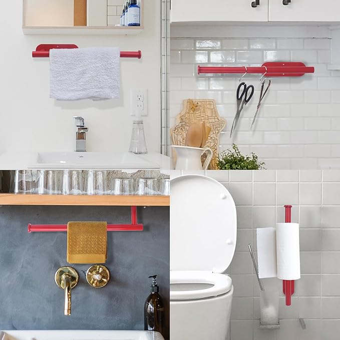 Yeebeny Red Cabinet Mount Paper Towel Holder - Stainless Steel