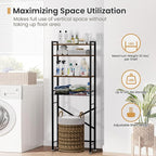 Over The Toilet Storage Cabinet, 4-Tier Bathroom Organizers and Storage with Adjustable Shelves, Freestanding Over-The-Toilet Shelf for Restroom, Laundry, Rustic Brown