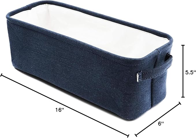 Juvale Jute Toilet Tank Basket - Space-Saving Navy Back-of-Toilet Organizer - Countertop Bathroom Organizer & Bath Tissue Holder - Navy Bathroom Basket for Decor & Organization - Blue, 16" x 6" x 5.5"