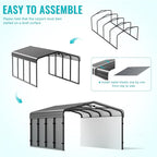 Metal Carport,12x20 Carport Canopy Heavy Duty All Weather,Car Tent Garage with Galvanized Metal Roof,Metal Car Ports for Snow,Outdoor Car Shelter,Grey