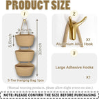 3-Tier Decorative Cotton Rope Hanging Basket, Wall-Mounted Woven Storage Organizer Bag, Jute