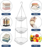 3-Tier Kitchen Wire Storage Basket Hanging Fruit Storage 2 Pack