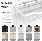 Shower Caddy Adhesive Shower Organizer 7-Pack, Rustproof Stainless Steel Bathroom Shelves, Large Capacity No-Drill Rack Storage Accessories with Soap Dish Toothbrush Holder Hooks