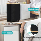 BlissTotes Laundry Basket Laundry Hamper with Lid, Collapsible Slim Laundry Hampers, Laundry Bin, Clothes Hamper Basket with Internal Support & Wheels & Handles for Bathroom, Bedroom (75L, Black)