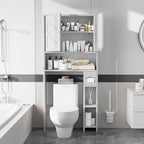 Meilocar Over Toilet Storage Cabinet with Toilet Paper Holder Stand, Freestanding Bathroom Storage Organizer Cabinet Space Saver W/Adjustable Shelf, White