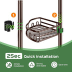 HAMITOR Shower Caddy Tension Pole: Rustproof Quick Install Corner Bathroom Organizer Shelf on Floor for Renters - 4-Tier Large Capacity Storage Rack with Soap Holder for Apartment -47-121 Inch/Bronze