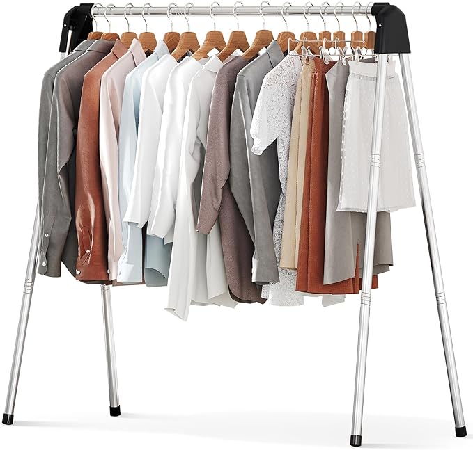 TOOLF Clothes Drying Rack Foldable, Laundry Drying Rack Stainless Steel, Portable Clothes Rack, Drying Rack for Clothing, Indoor Outdoor, Free-Standing, Large Capacity