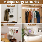 Kitchen Utensil Hanging Rack - Hooks for Kitchen Utensils, No Drilling Wall Mounted Utensils Holder, Kitchen Rail Rack with 10 Hooks Hanger for Bedroom Bathroom (Pack of 4)