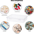 BTSKY Clear Plastic Storage Box with Flap Lid, Multipurpose Craft Organizers and Storage Box Art Supply Storage Organizer Plastic Sewing Box for Beads Pencils Notebooks, 2 Pack Small