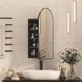 Recessed Medicine Cabinet for Bathroom,Black Arched Medicine Cabinet with Mirror,Arch Mirrored Medicine Cabinets Recessed,Bathroom Mirror with Storage,Open from Left to Right 16x31