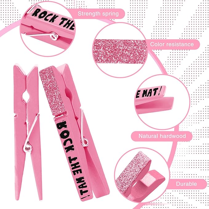Kigeli 30 Pcs Spirit Clips Cheer Pins Cheerleader Gifts Clothes Pins for Backpacks Competition Glittered for Team Cheer Gifts Stuff Supplies Party Favors Accessories Bulk(Light Pink,Shiny)