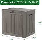 Outdoor Storage Box, Resin Deck Boxes Indoor and outdoor, Waterproof Storage Box Lockable Lid (Grey,35 Gallon)